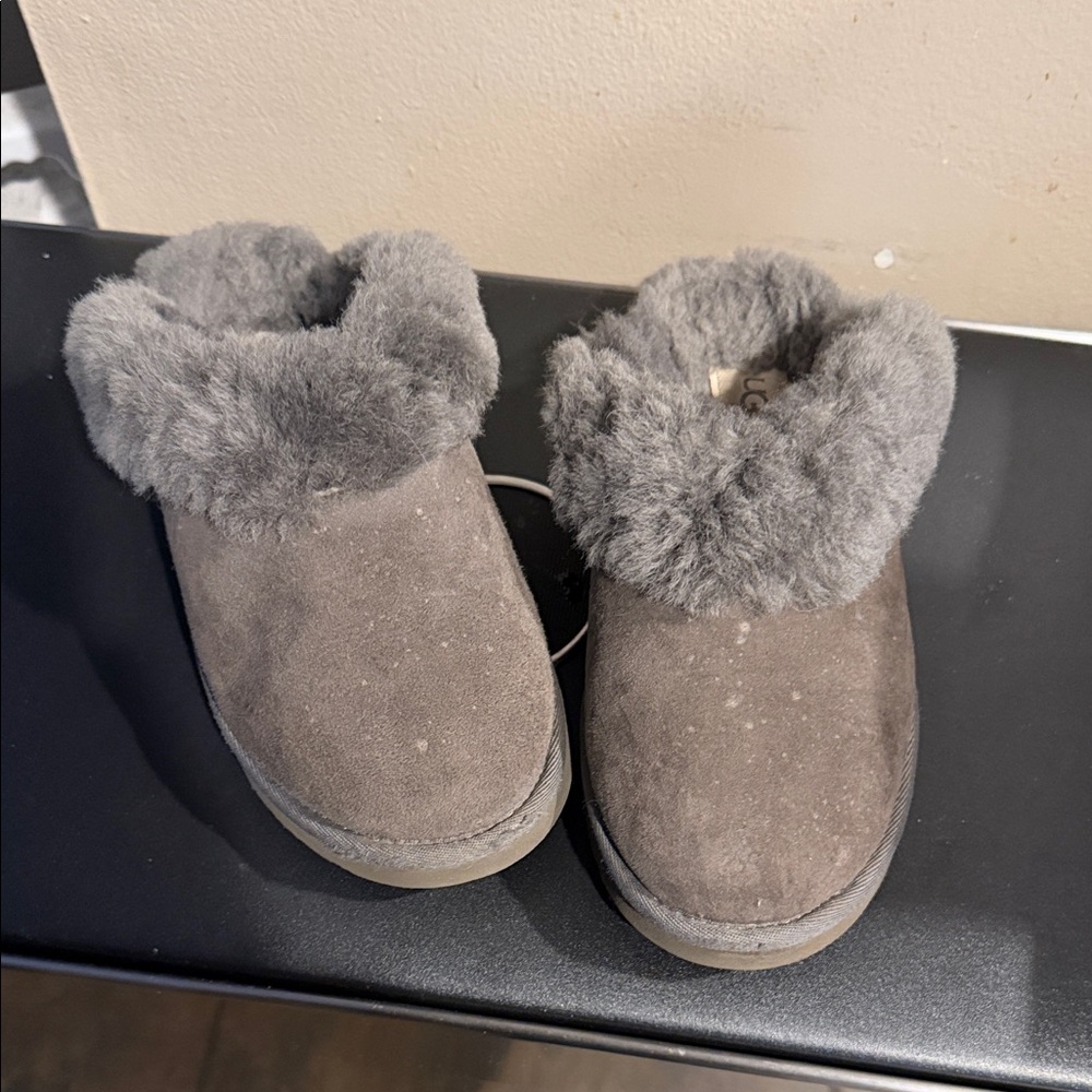 UGG Gray Fur-Lined Slippers